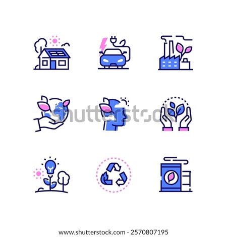 Think green - line design style icons set