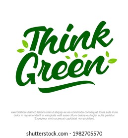 Think Green Logo Design Vector. Eco Friendly logo. World Climate day logo. Save nature logo. nature vector. Eco friendly concept. Creative Idea concept graphics. Pakistan Climate day. 