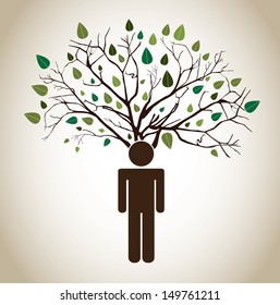 Think green over beige background vector illustration 