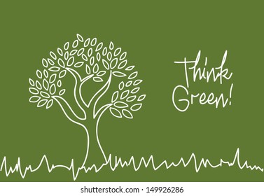Think green over green board background vector illustration 