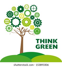 think green over gray background vector illustration  