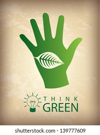 think green over vintage background vector illustration