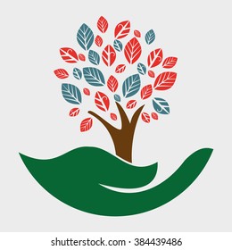 Think green. Seedling and leaf.