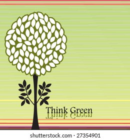 Denken Sie an einen grünen Baum mit Streifen dahinter