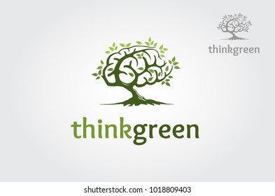 Think green vector logo template. Excellent logo,simple and unique.