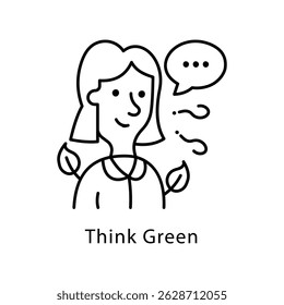 Think Green Vector Outline Style Icon. Eps 10 file