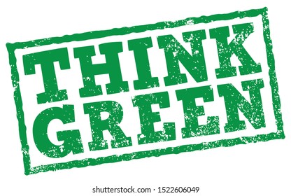 Think Green. Vector Rubber Stamp.
