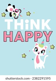 think happy best friends cat panda star