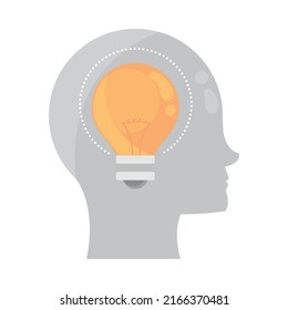 think head with bulb concept