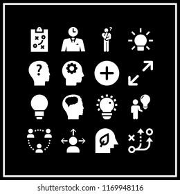 think icon. 16 think vector set. triangle of persons connections, questioning, employment thinker and mind icons for web and design about think theme