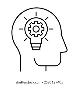 Think icon. Brain Illustration Representing the Cognitive Process of Generating Creative Ideas and Problem-Solving Solutions. Vector illustration.