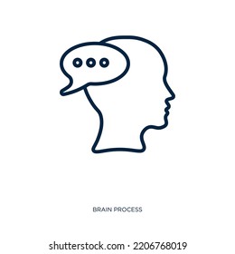 icono de la colección de procesos cerebrales. Pensamiento lineal delgado, solución, icono de esquema de negocio aislado en fondo blanco. Signo de pensamiento de vector de línea, símbolo para web y móvil