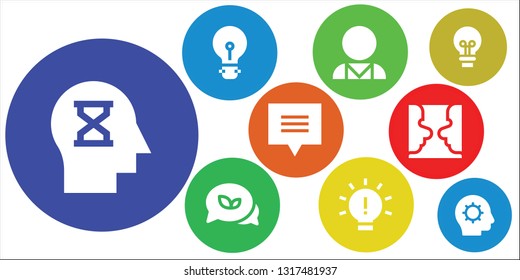 think icon set. 9 filled think icons.  Simple modern icons about  - Mind, Idea, Psychologist, Conversation, Chat, Psychology, Inspiration