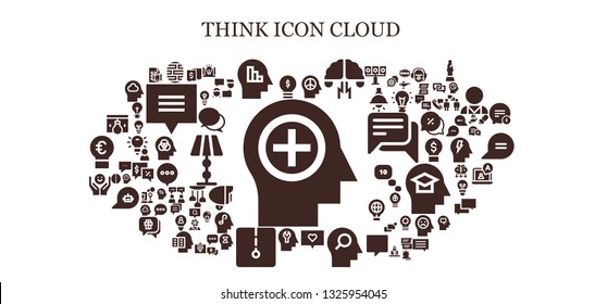 think icon set. 93 filled think icons.  Collection Of - Mind, Lightbulb, Brain, Brainstorming, Chat, Psychology, Idea, Discussion, Talk, Lamp, Bubbles, Conversation, Comment, Thinking