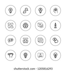 Think icon set. collection of 16 outline think icons with bishop, brain, chat, design skills, discussion, knowledge icons.
