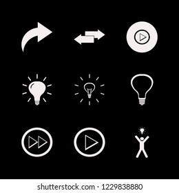 think icon. think vector icons set happy man bulb, left right arrows, bulb and right arrow