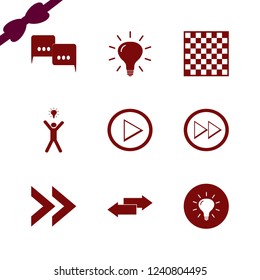 think icon. think vector icons set right arrow, chess board, bulb and left right arrows