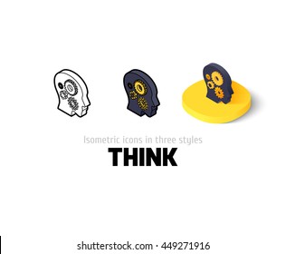 Think icon, vector symbol in flat, outline and isometric style