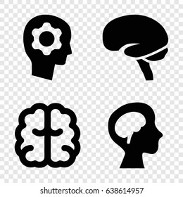Think icons set. set of 4 think filled icons such as brain, human brain