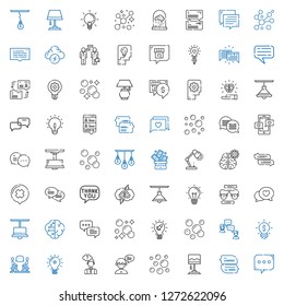 think icons set. Collection of think with chat, lamp, bubbles, thinking, idea, discussion, brain, brainstorming, speech bubble, mind, trick. Editable and scalable think icons.