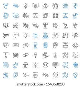 think icons set. Collection of think with idea, bubbles, chat, thinking, trick, lamp, conversation, brain, brainstorm, speech bubble, brainstorming. Editable and scalable think icons.