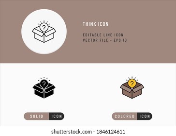 Iconos de reflexión establecen la ilustración del vector de trazo editable. Solucionar problema símbolo de pregunta. Estilo de línea de iconos en un fondo aislado para la aplicación móvil, el diseño web y la presentación.
