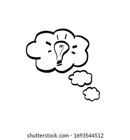 Think Idea Cloud - Ink Vector Sketch Icon