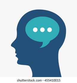 Think and idea concept represented by head and bubble icon. Colorfull and flat illustration. 
