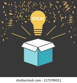 Think idea outside the box. Creative idea box