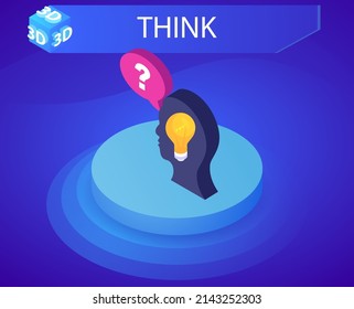 Think isometric design icon. Vector web illustration. 3d colorful concept
