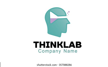 Think lab Human Head Logo Vector Symbol Design Illustration