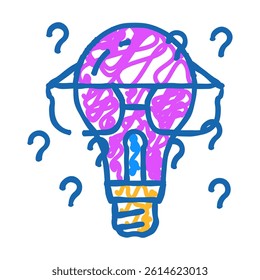 think light bulb doodle icon sketch vector. think light bulb sign. isolated symbol illustration