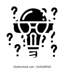 Denken Glyph-Glyph-Symbol Vektorgrafik der Glühbirne. Denken Sie an ein Leuchtschild. isoliertes Kontursymbol