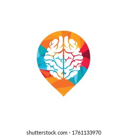 Think location logo. Brain with location pin logo design.