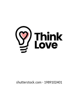 think love bulb idea heart logo vector icon illustration