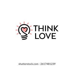 Think love bulb idea heart logo icon