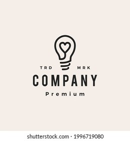 think love bulb idea hipster vintage logo vector icon illustration