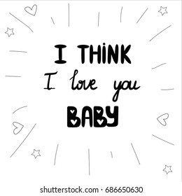 I think I love you baby lines hearts white background vector illustration 