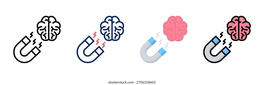 Ícone Think Magnet definir coleção de vários estilos