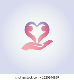 think of making an idea like this that is suitable for health companies, love icons that are integrated with people who emerge from the hand