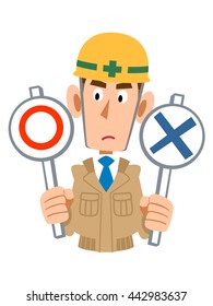 I think men of the construction site is the correct and incorrect answers