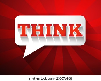 THINK Message vector bubble, promotional background, presentation poster