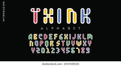 Think Minimal modern alphabet fonts. Typography minimalist neon urban digital fashion future creative logo font. vector illustration