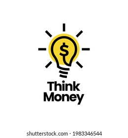 Think Money Bulb Lamp Dollar Smart Idea Logo Vector Icon Illustration