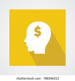Think Money flat icon with long shadow