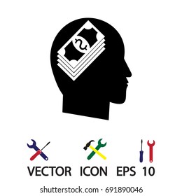 Think Money Icon, vector best flat icon, EPS