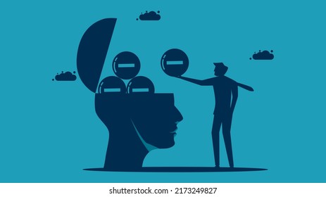 Piensen negativo. Añade pesimismo a tu mente. ilustración de vector de concepto de negocio