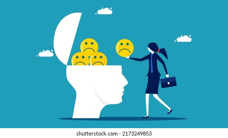 Think negative. Add pessimism to your mind. business concept vector illustration