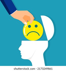 Think negative. Add pessimism to your mind. business concept vector illustration