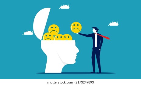Think negative. Add pessimism to your mind. business concept vector illustration